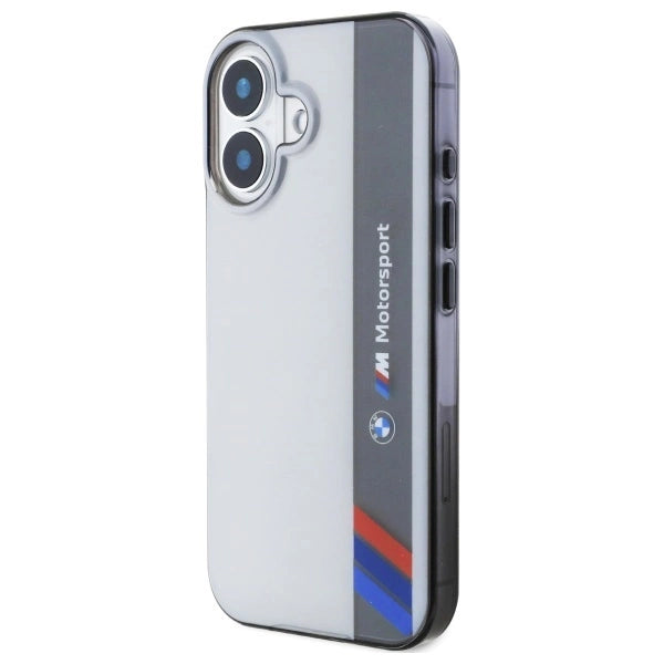 Калъф BMW Motosport IML Vertical Stripe iPhone 16 - сив