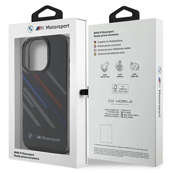 Калъф BMW Motosport IML Random Stripes за iPhone 16 Pro Max - черен