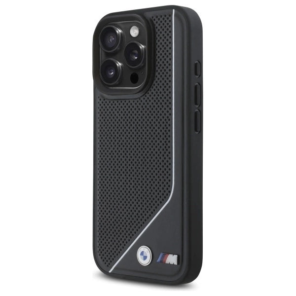 BMW M Perforated Twisted Line MagSafe калъф за iPhone 16 Pro - черен