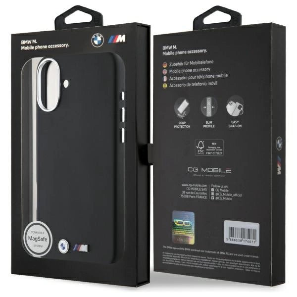 BMW M Smooth Full Wrapped Metal MagSafe Case за iPhone 16 Plus - черен