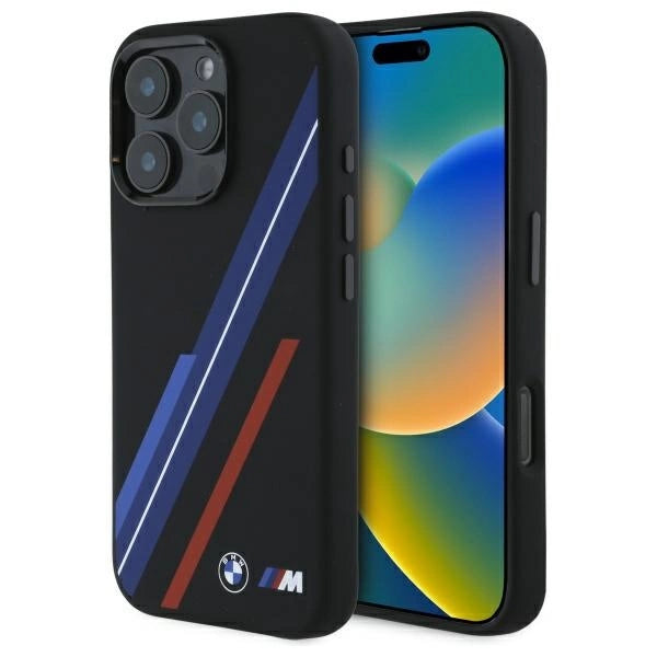 Силиконов калъф BMW Random Lines MagSafe за iPhone 16 Pro Max - черен