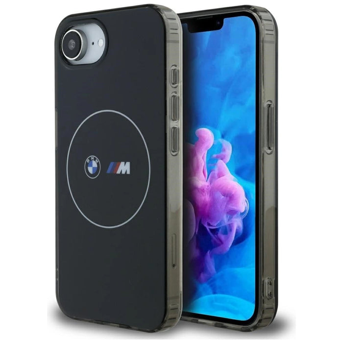 Калъф BMW IML Metal White Circle MagSafe iPhone 16e - черен