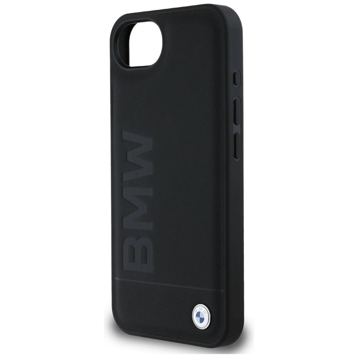 Кожен калъф BMW Hot Stamp за iPhone 16e - черен
