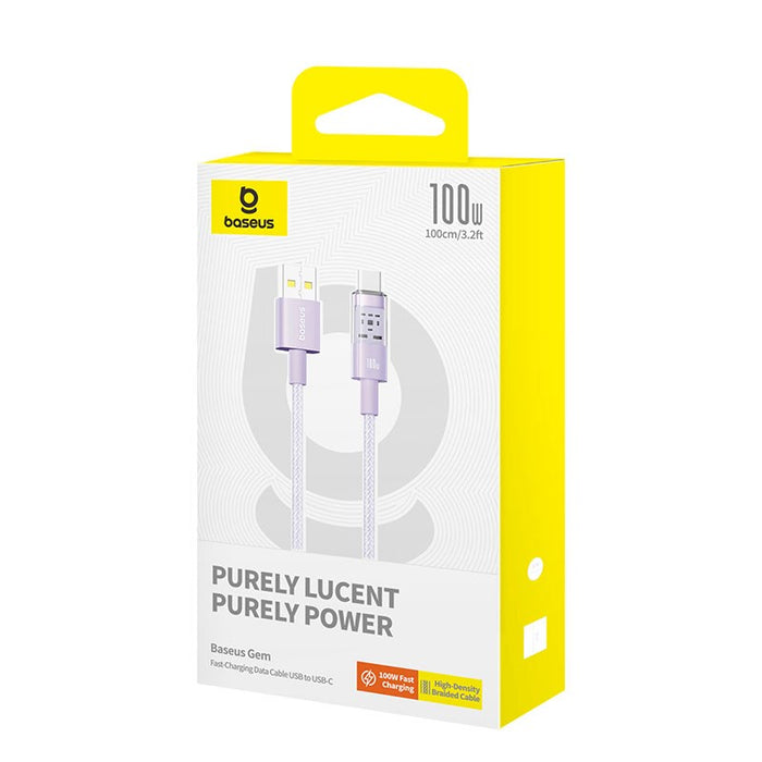 Baseus Gem USB A към USB C кабел за бързо зареждане 1 м 100 W Лилав