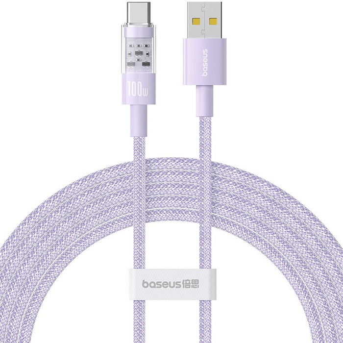 Baseus Gem USB A към USB C кабел за бързо зареждане 2 м 100 W Лилав