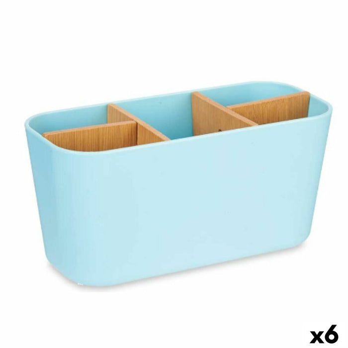 Поставка за четка за зъби Berilo B9045-BLUE B9045-BLUE Син Бамбук полипропилен 21 x 10 x 9 cm (6 броя)
