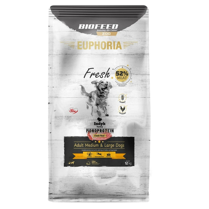 Мисля Biofeed Euphoria Fresh Adult Medium & Large Monoprotein Turkey Турция 12 kg Възрастен 12,7 KG