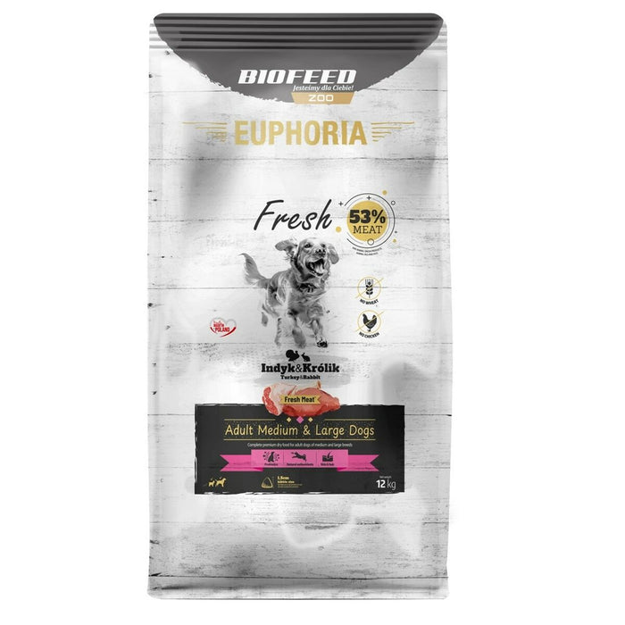 Мисля Biofeed EUPHORIA Fresh Adult Medium & Large dogs Turkey with rabbit Турция 12 kg Възрастен 12,7 KG