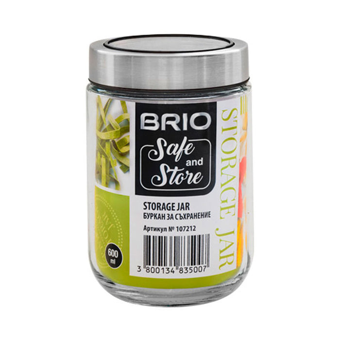 БУРКАН С ПРОЗРАЧЕН КАПАК 600МL 9X9X15СМ BRIO STORAGE JAR