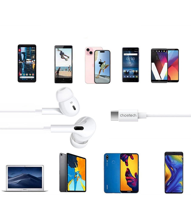 Choetech OC-A011 USB-C слушалки за поставяне в ушите 1,2 м - бели