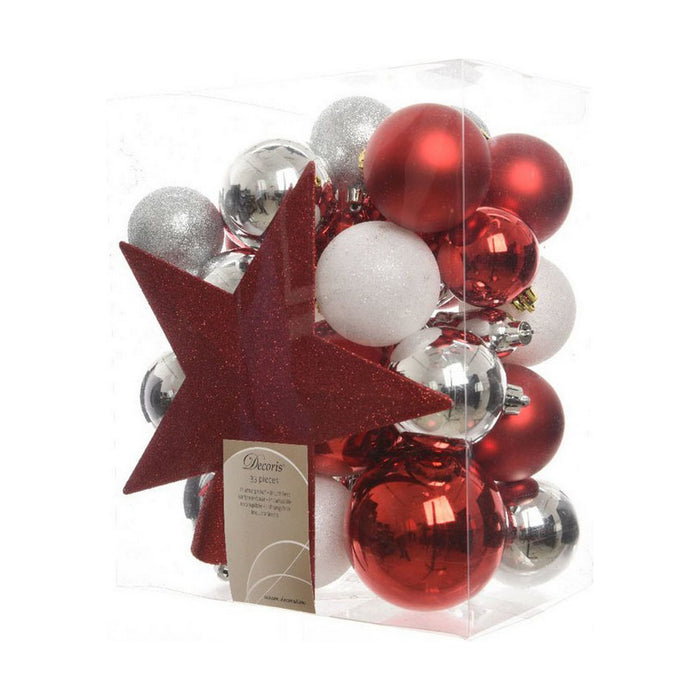 Коледни топки Decoris Rojo/Blanco 33 Части