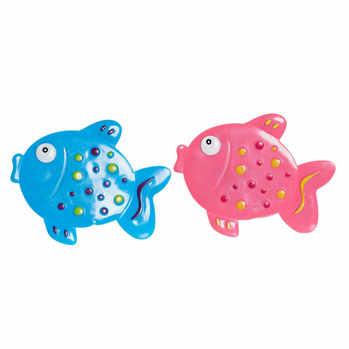 Подложка за баня DKD Home Decor 13 x 1 x 10,5 cm Син Розов Детски PVC Риба (2 броя)