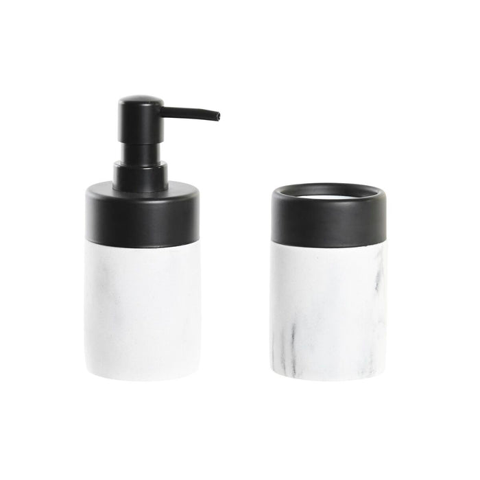 Комплект за Баня DKD Home Decor Бял Черен Бял/Черен Метал Смола Модерен 7,2 x 7,2 x 16,4 cm