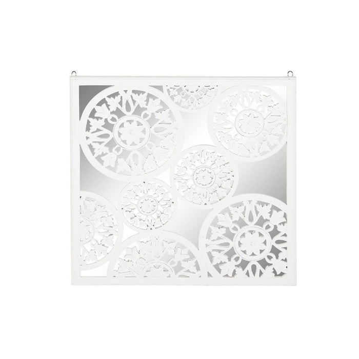 Декорация за стена DKD Home Decor Огледало Бял Дървен MDF (90 x 1,5 x 90 cm)