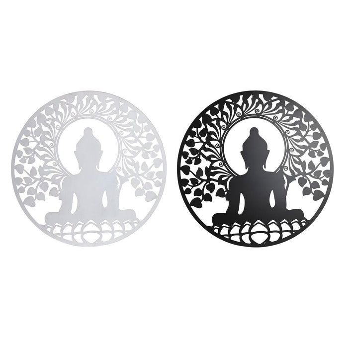 Декорация за стена DKD Home Decor 98 x 1 x 98 cm 100 x 1 x 100 cm Черен Буда Бял Ориенталски (2 броя)