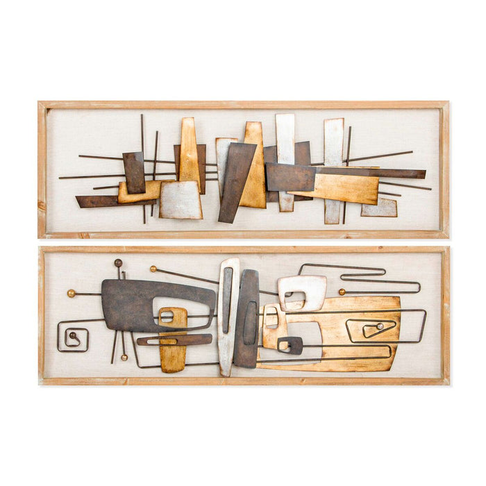 Декорация за стена DKD Home Decor 120 x 40 x 5,5 cm Абстрактен Естествен Златен Многоцветен Модерен (2 броя)