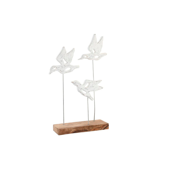 Декоративна фигурка DKD Home Decor Кафяв Бял Желязо Дърво манго Птици (32 x 10 x 51 cm)
