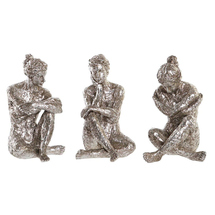 Декоративна фигурка DKD Home Decor 17 x 15 x 26 cm Дама Сребрист (3 броя)