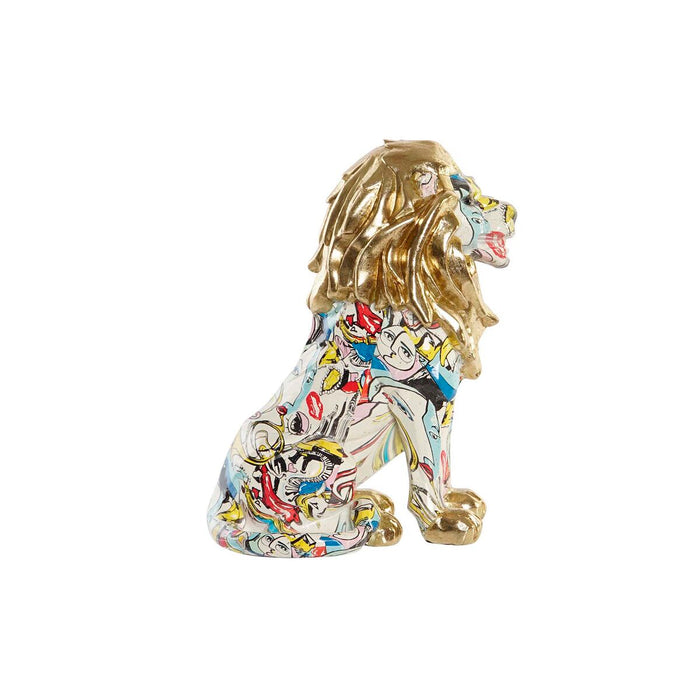 Декоративна фигурка DKD Home Decor Златен Лъв Смола Многоцветен Модерен (21 x 14,5 x 27 cm) (15 x 21 x 27 cm)