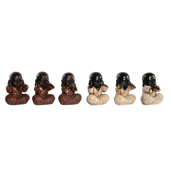 Декоративна фигурка DKD Home Decor Червен Бежов Смола Монах Ориенталски (12 x 7,5 x 15,5 cm) (6 броя)