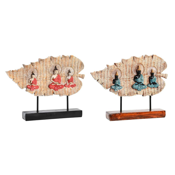 Декоративна фигурка DKD Home Decor 38 x 6 x 29,5 cm Червен Буда Зелен Ориенталски (2 броя)