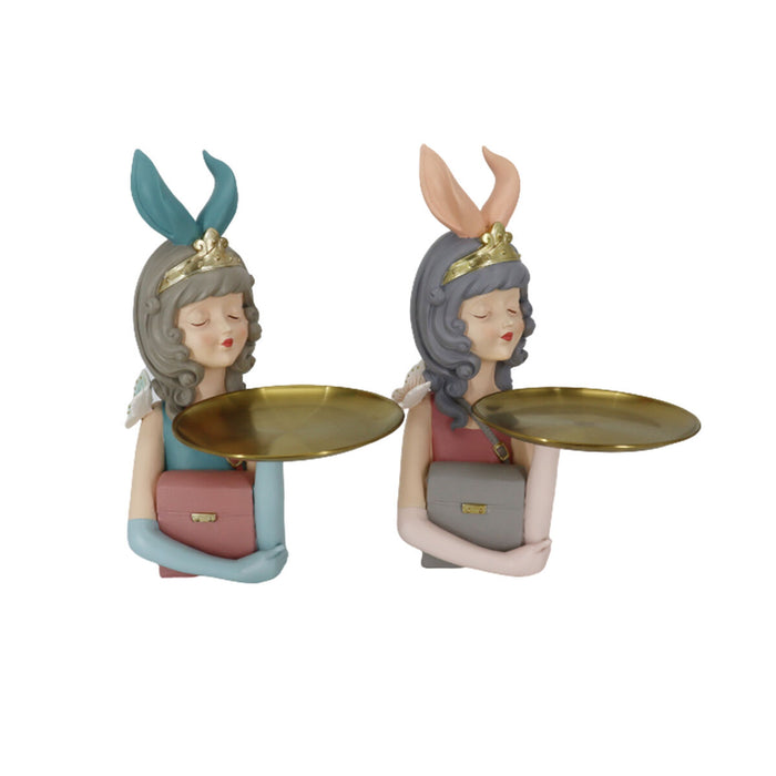 Декоративна фигурка DKD Home Decor 23 x 22,5 x 33,2 cm Дама Розов Златен (2 броя)