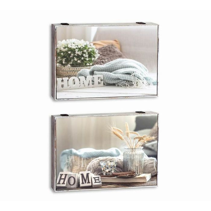 Декоративна кутия DKD Home Decor Home Бежов Дървен MDF Счетоводител (2 броя)