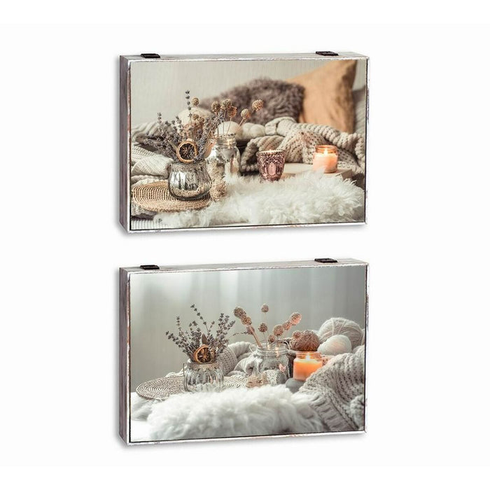 Декоративна кутия DKD Home Decor Многоцветен Дървен MDF Spa Счетоводител (2 броя)
