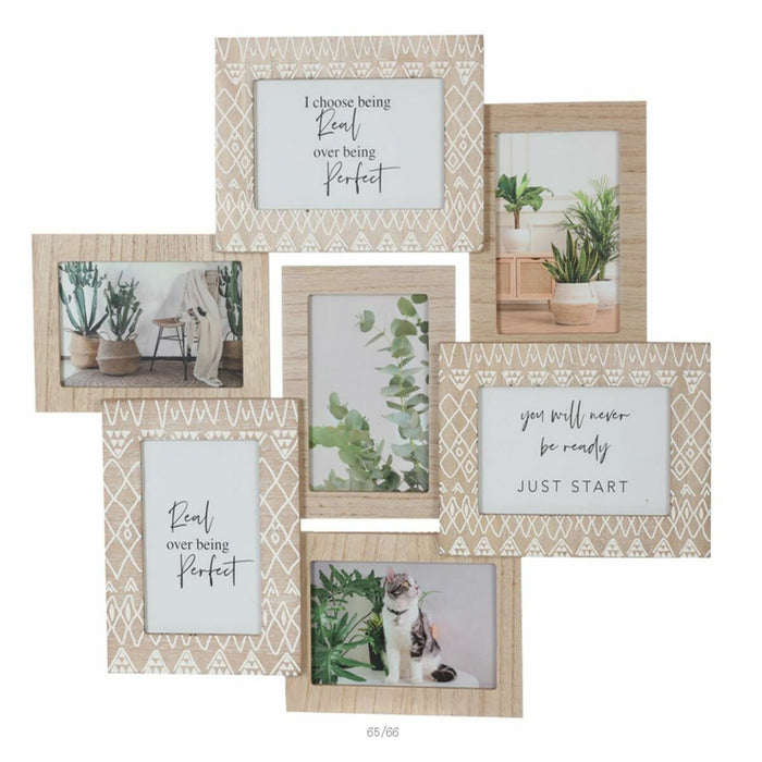 Рамка за снимки DKD Home Decor Кристал Естествен Дървен MDF Скандинавски (50,5 x 1,8 x 48 cm)