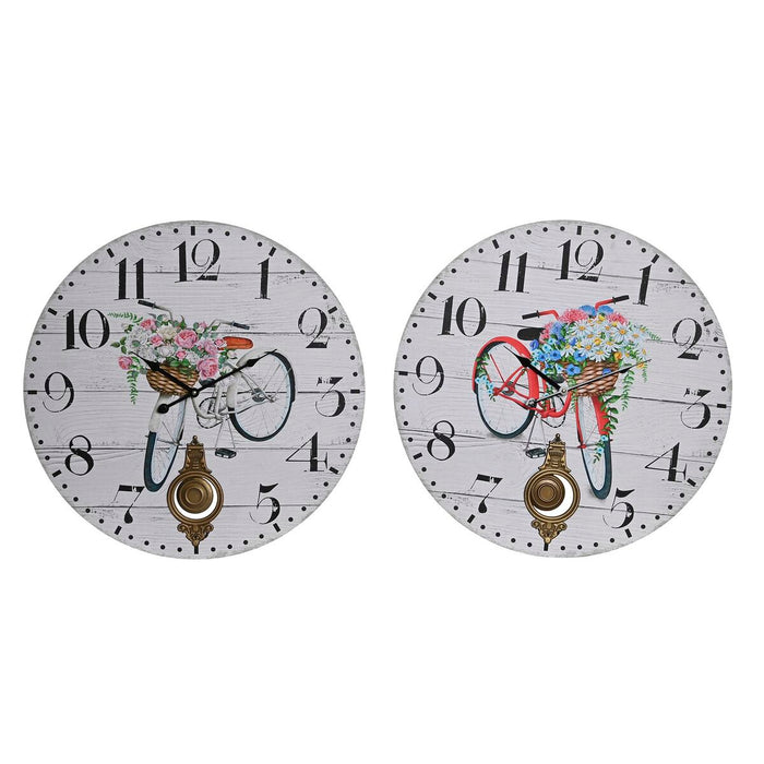 Стенен часовник DKD Home Decor Колело Метал Многоцветен Дървен MDF (2 броя) (58 x 4 x 58 cm)