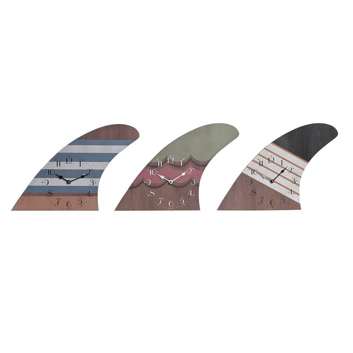Стенен часовник DKD Home Decor Сърф Многоцветен Дървен MDF Средиземноморско (30 x 4,5 x 43 cm) (3 броя)