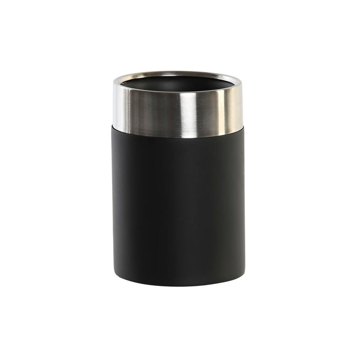 Поставка за четка за зъби DKD Home Decor Черен Сребрист Смола Неръждаема стомана 7 x 7 x 10,5 cm (12 броя)