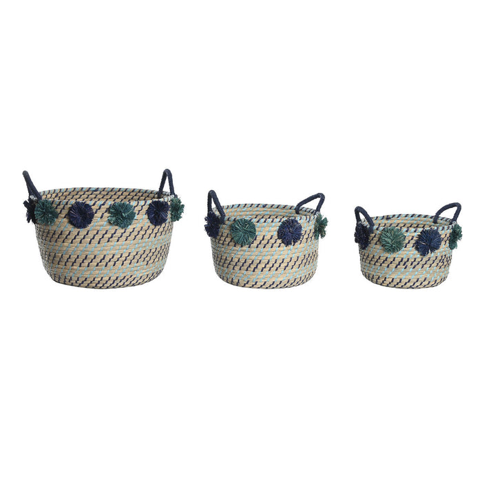 Игра на Кошници DKD Home Decor полипропилен Помпони 46 x 44 x 34 cm