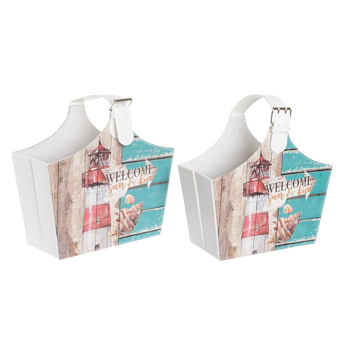 поставка за списания DKD Home Decor 40 x 18 x 41 cm Многоцветен Картон Средиземноморско (2 броя)