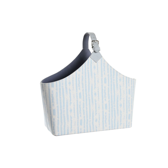 поставка за списания DKD Home Decor 49 x 17 x 45 cm Син Бял Средиземноморско