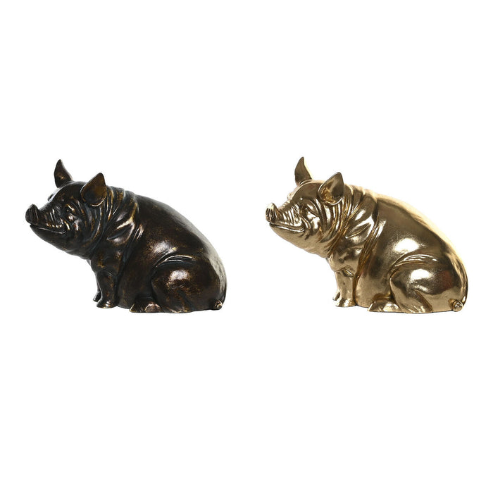 Декоративна фигурка DKD Home Decor Мед Златен Прасе 18,5 x 10,5 x 14 cm (2 броя)