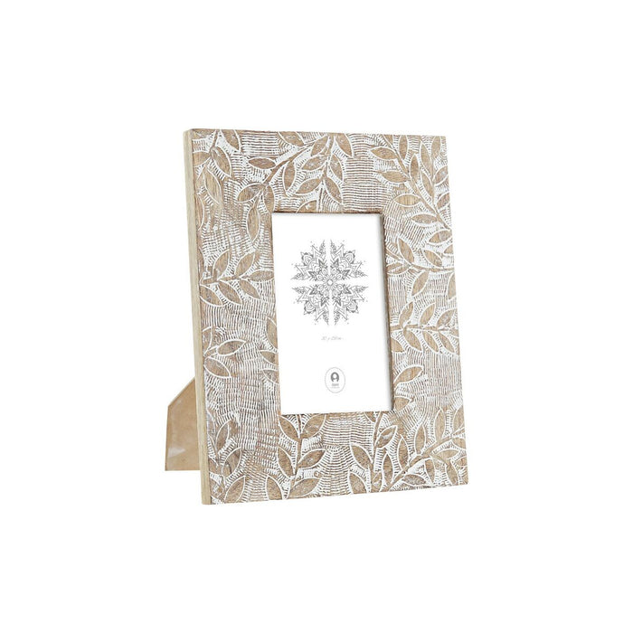 Рамка за снимки DKD Home Decor Бял Естествен Кристал Дърво манго Индианец 20 x 1,3 x 25 cm