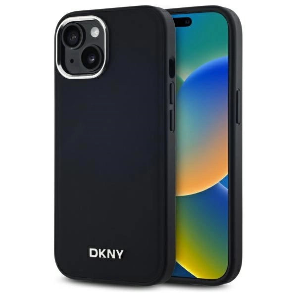 DKNY Plain Logo MagSafe Калъф за iPhone 15 - черен