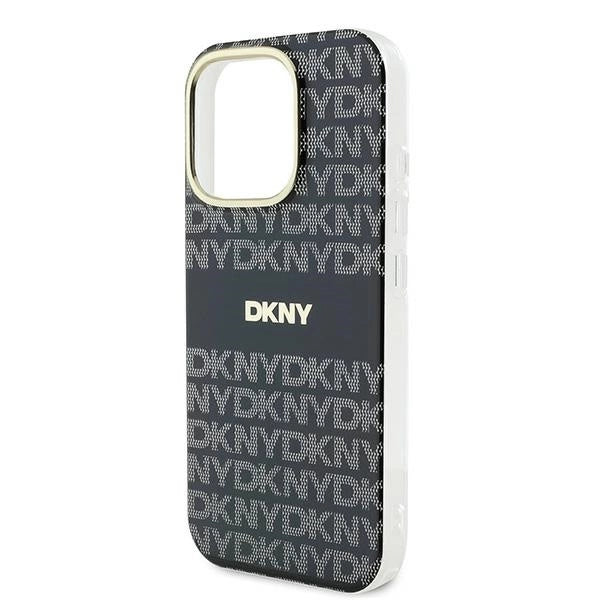 Калъф DKNY Repeat Texture Pattern With Stripe за iPhone 16 Pro - черен