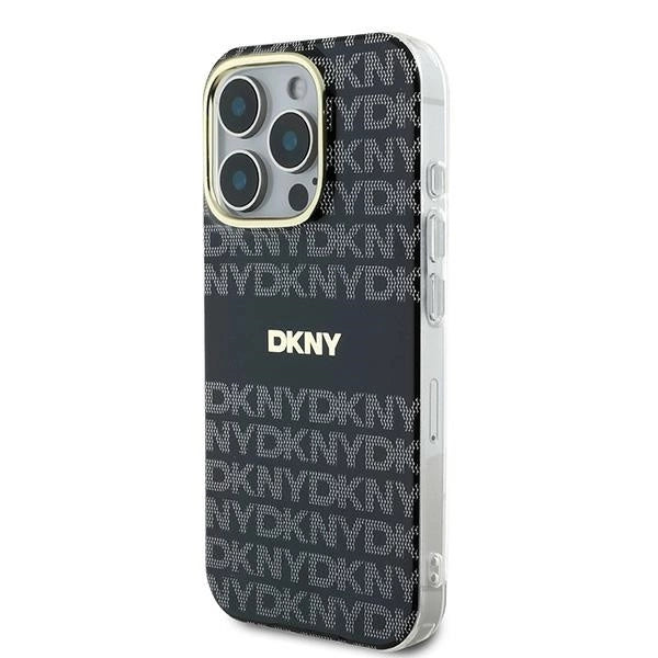 Калъф DKNY Repeat Texture Pattern With Stripe за iPhone 16 Pro - черен