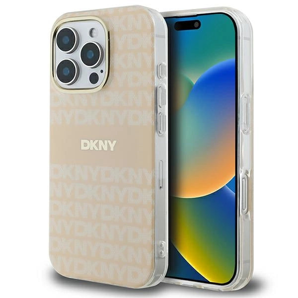 Калъф MagSafe за iPhone 16 Pro DKNY Repeat Texture Pattern & Stripe - розов