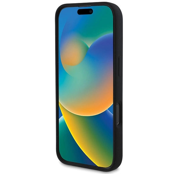 DKNY Силиконов бял щампован лого MagSafe Калъф за iPhone 16 Pro - черен