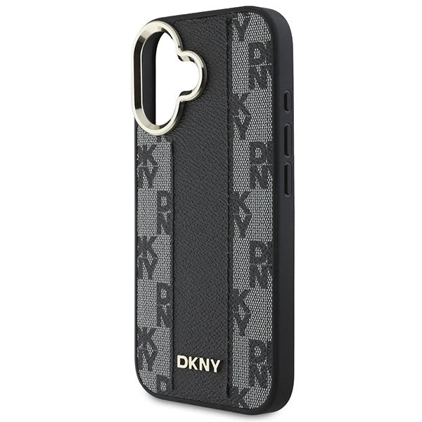 DKNY кариран калъф Magsafe за iPhone 16 Plus - черен