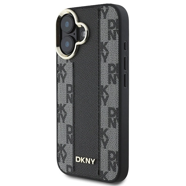 DKNY кариран калъф Magsafe за iPhone 16 Plus - черен