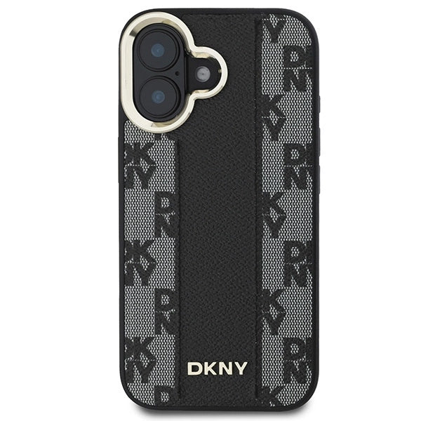 DKNY кариран калъф Magsafe за iPhone 16 Plus - черен