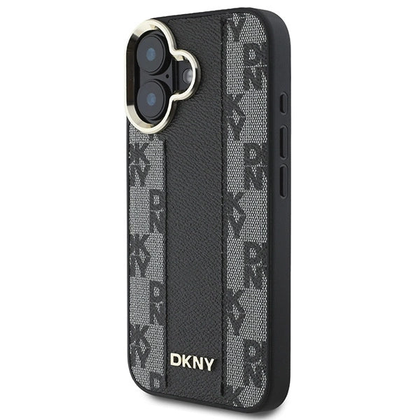 DKNY кариран калъф Magsafe за iPhone 16 - черен