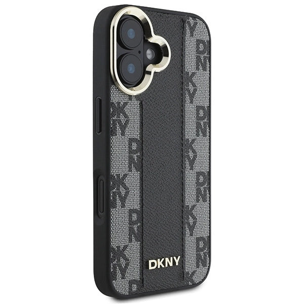 DKNY кариран калъф Magsafe за iPhone 16 - черен