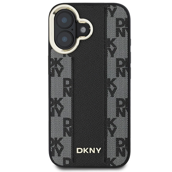 DKNY кариран калъф Magsafe за iPhone 16 - черен