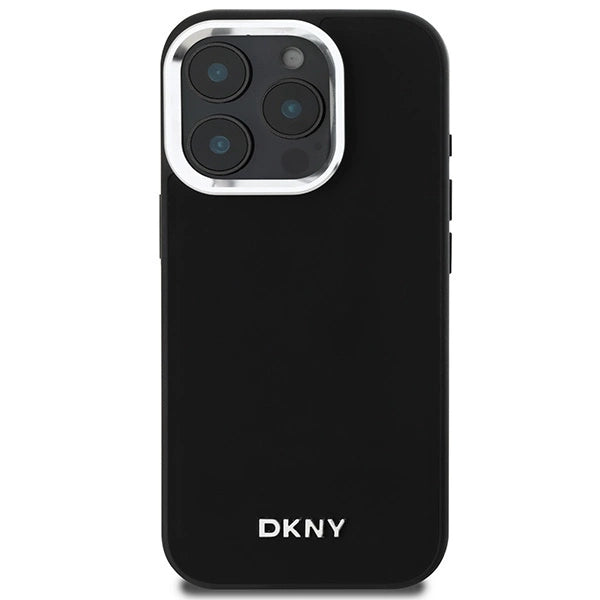Калъф DKNY Plain Silver Logo MagSafe за iPhone 16 Pro Max - черен