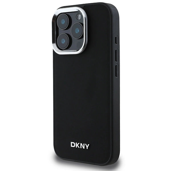 Калъф DKNY Plain Silver Logo MagSafe за iPhone 16 Pro Max - черен